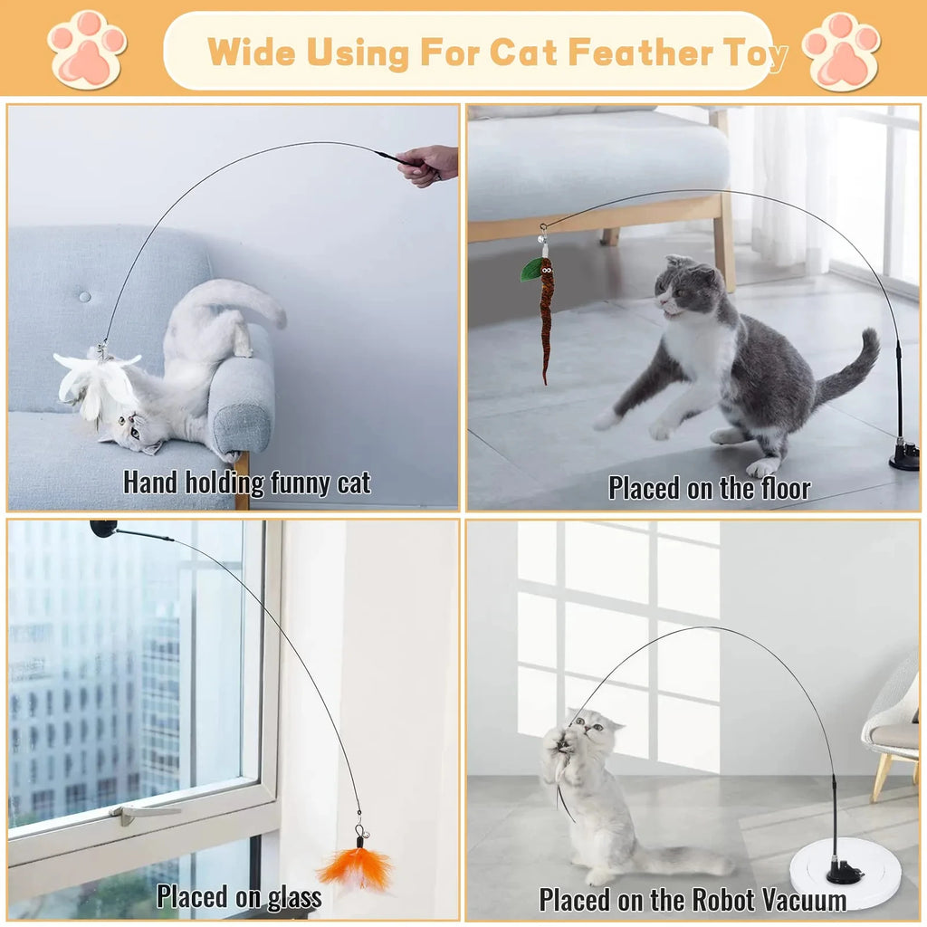 interactive Feather Wand Cat Toy
